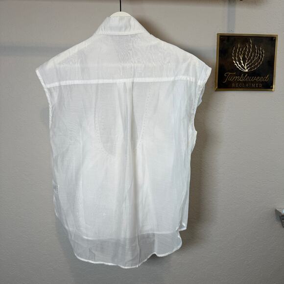 Women's Beulah Style White Short Sleeve Ruffle Rhinestone Blouse Size Small NWOT - Picture 7 of 10